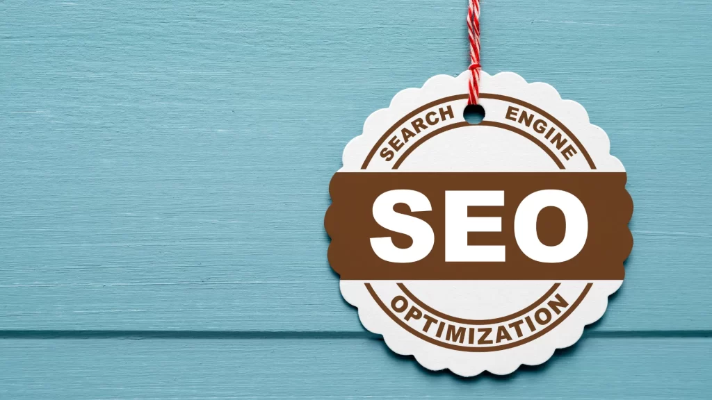 Hanging SEO badge representing premium white label SEO UK partnerships.